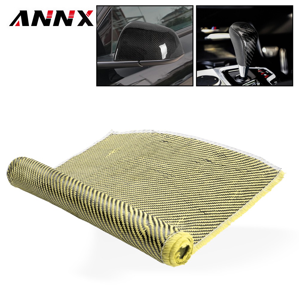 12″ x 4.9FT Twill Weave Black Yellow Carbon Fiber Fabric Cloth (3K, 9oz,12″x59″)