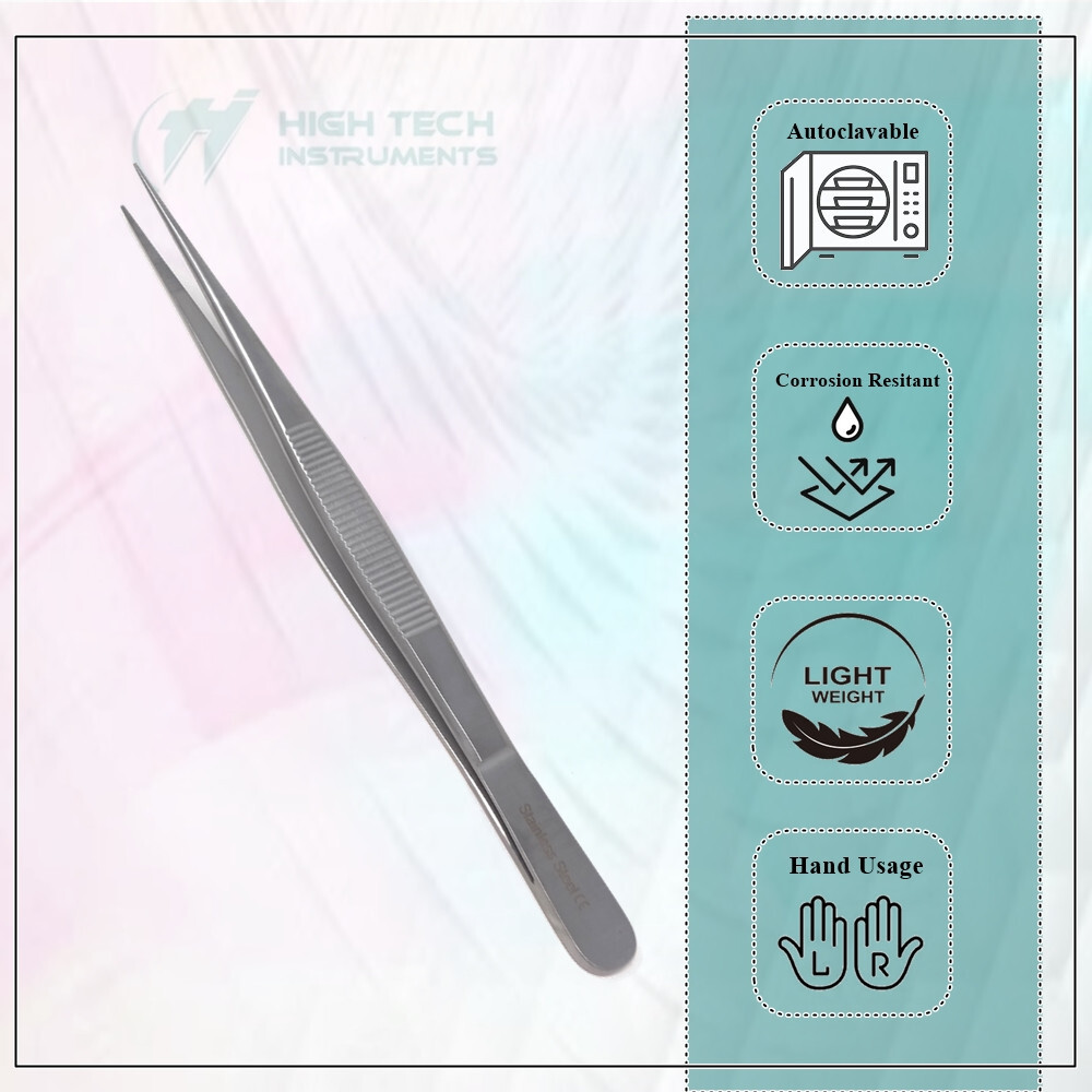 Surgical Precision Point Tweezers Stainless Steel Lab Forceps for Firm Grip 6″