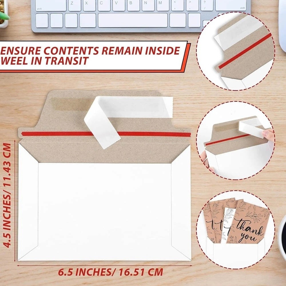 6.5″ x 4.5″ Rigid Photo Mailers Envelopes Cardboard Flat Document Self Sealing