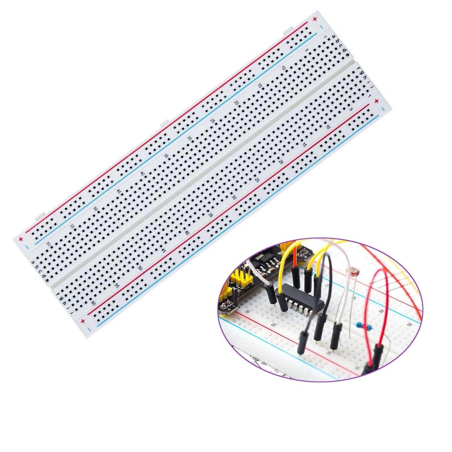 830 Tie Point Solderless Breadboard Kit MB-102 Power Supply Module Jumper Cable
