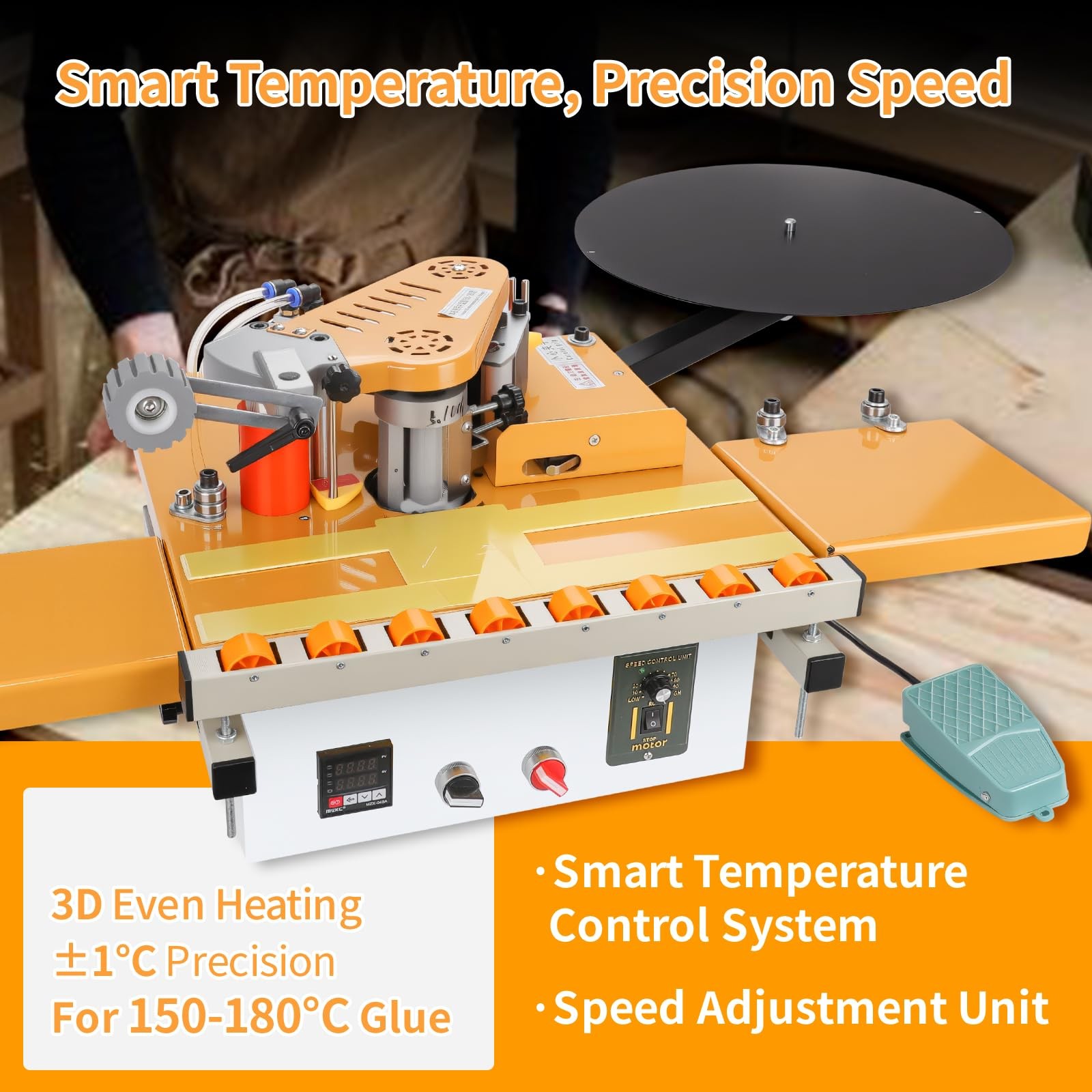 CHENNTAI Portable Edge Banding Machine, Curved and Straight General, Yellow
