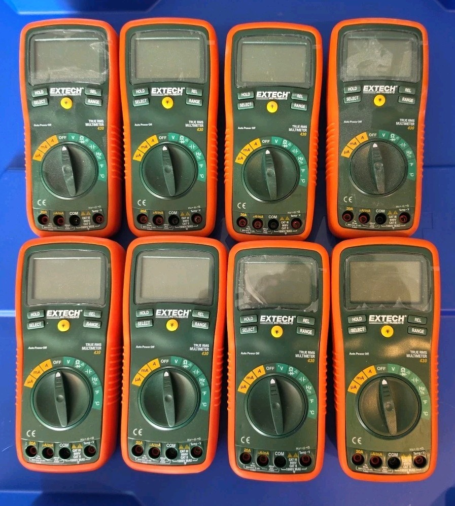 Lot Of 8 Extech Instruments Digital True RMS Multimeter 430 – (Meters Only)