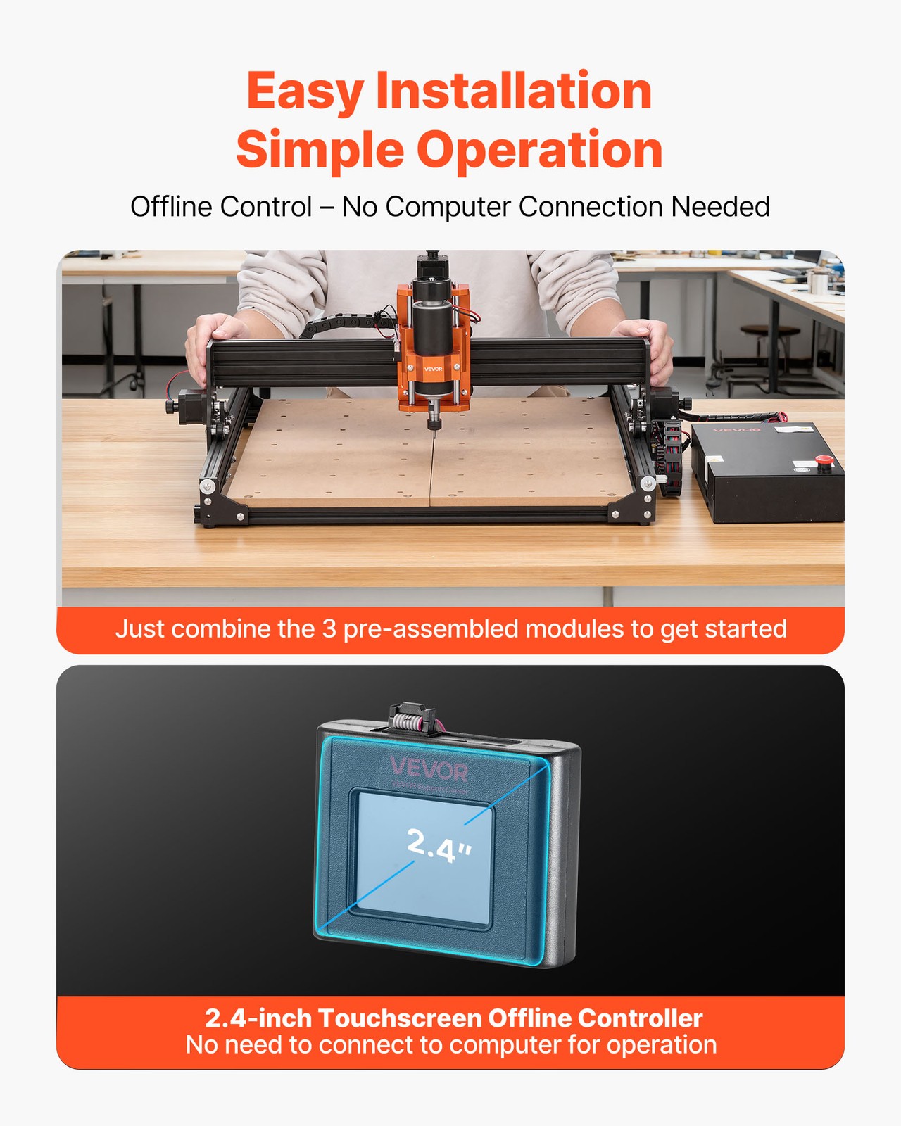 VEVOR CNC Router Machine 300W 3-Axis Wood Engraving Machine Offline Control