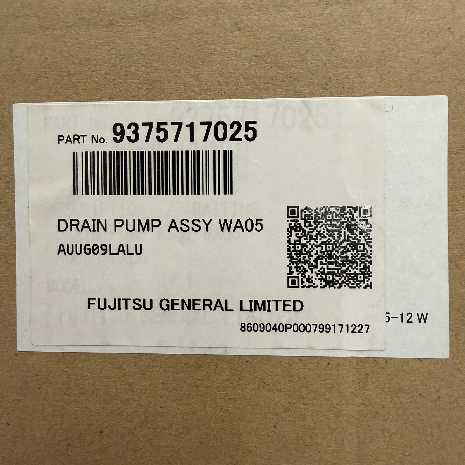 Genuine Fujitsu 9375717025 Drain Pump Assy WA05 AUUG09LALU NEW OEM