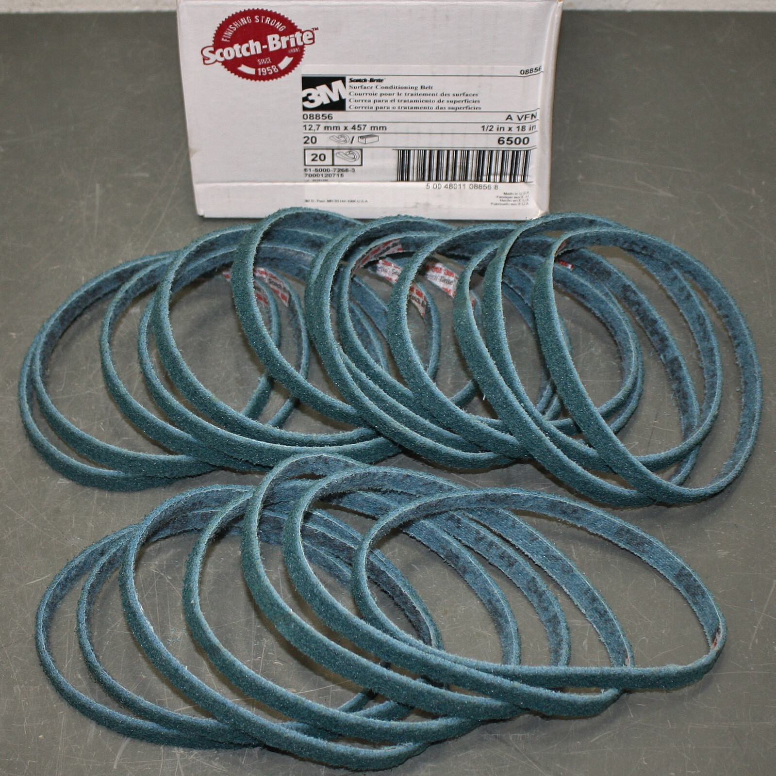 (20) 3M Scotch-Brite Surface Conditioning Belts 08856, 1/2″ x 18″, AO Grit A VFN