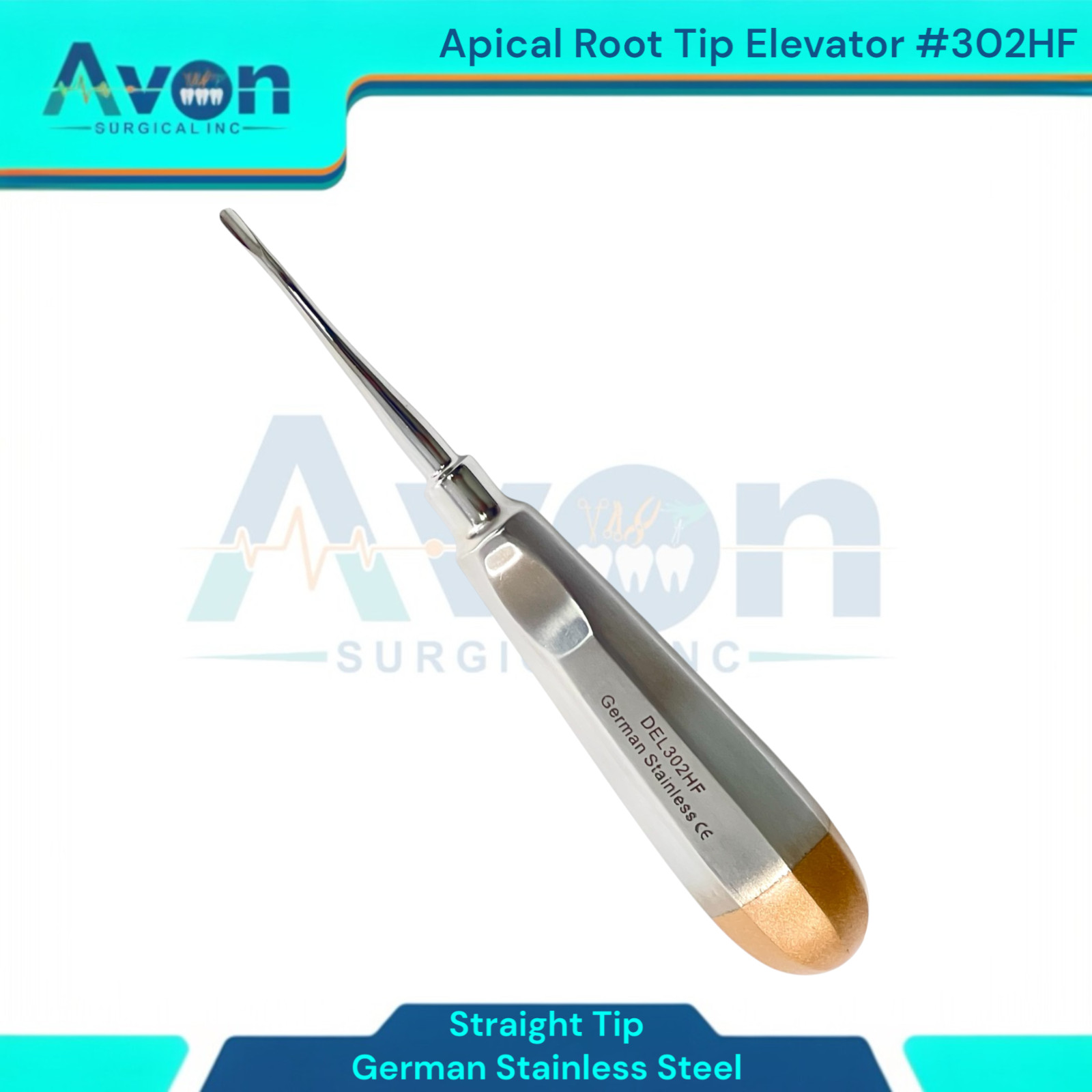 2pcs Dental Root Extraction Apical Elevator Picks, #302HF + #303HF, Stainless