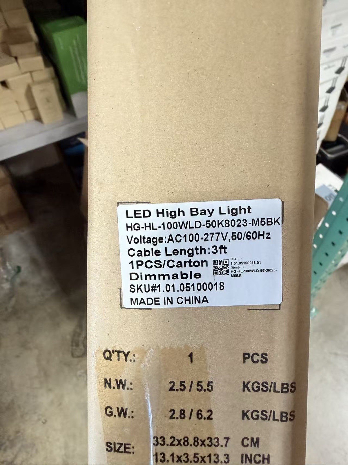 100W LED High Bay Light 5000K Dimmable UFO Shop Garage Warehouse