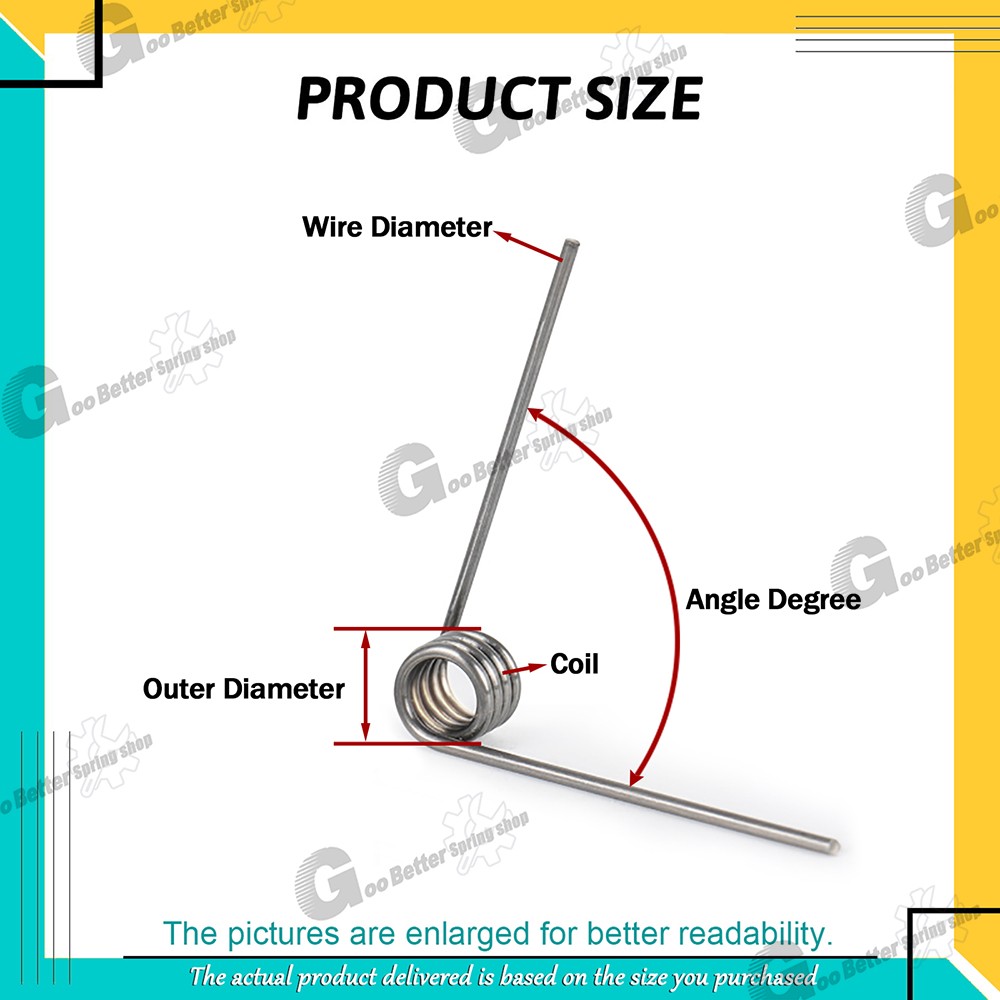 Torsion Spring 3-9 Coil (10 pcs), 1.2mm Wire dia, 6 ~ 12mm OD, Left spring Steel