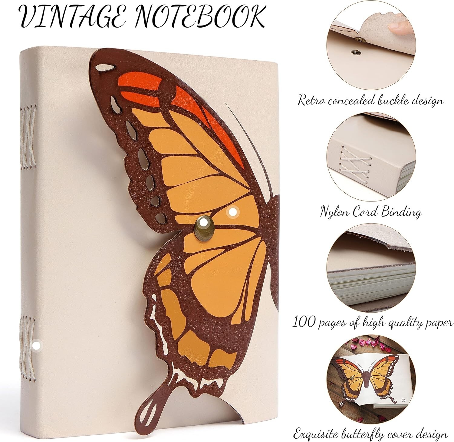 100% Genuine Leather 8”x6” Vintage Journal Sketchbook Rustic Notebook / HANDMADE