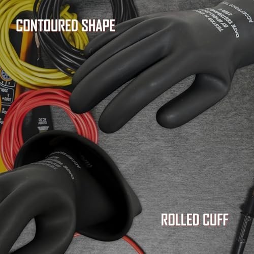 Rubber Insulating Electrical Safety Gloves Class 0 1000V 11 Inch For Lineman