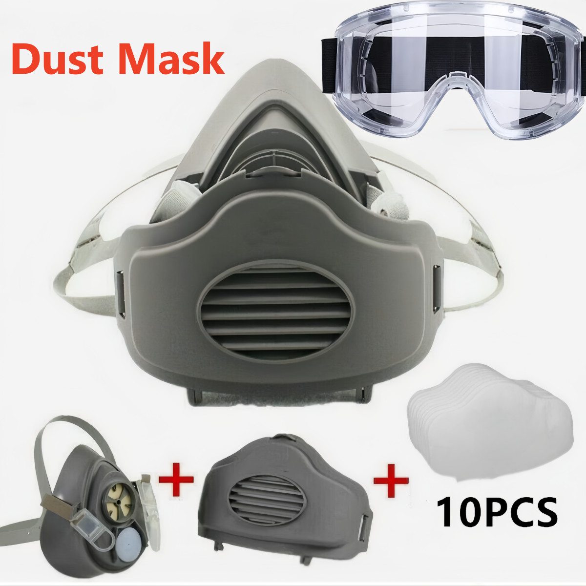 Premium Dust Respirator Mask with 10 Replaceable Filters for Industrial Protect