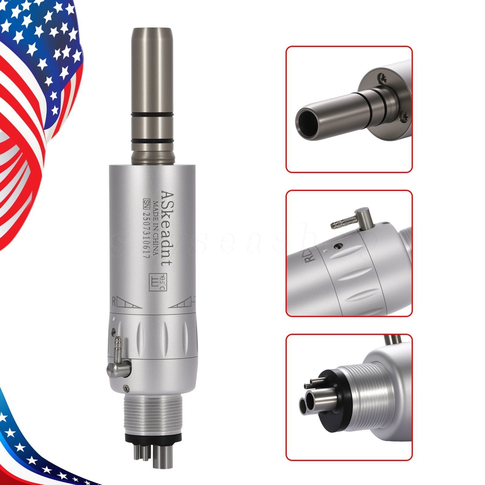 NSK Style Dental Straight Nose Cone/Air Motor Low Slow Speed Handpiece 4Hole NEW
