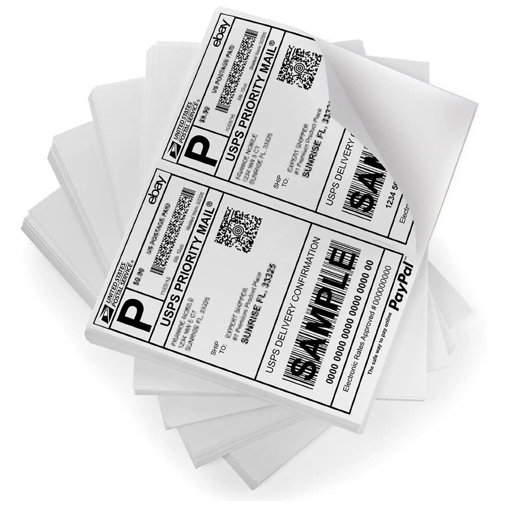 50-2000 Premium 8.5″ X 5.5″ Half Sheet Self Adhesive Shipping Labels 2 Per Sheet