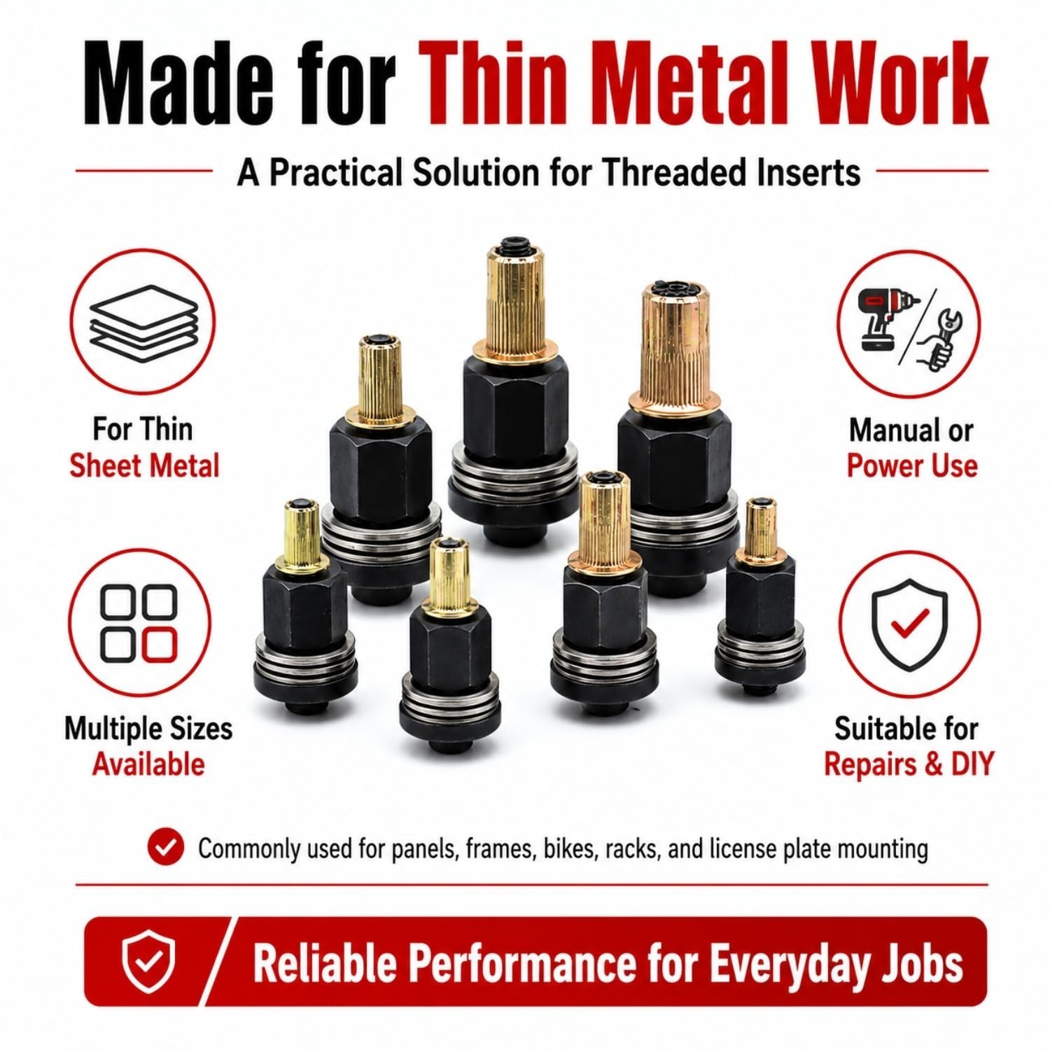 Rivet Nut Mandrel Set M3-M12, 77PCS Carbon Steel Rivnut Kit