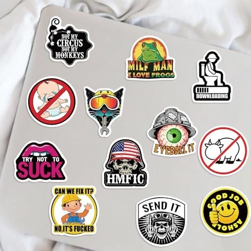 100pcs Funny Hard Hat Stickers (Dirty) for Adult Tool Box, Helmet, Black