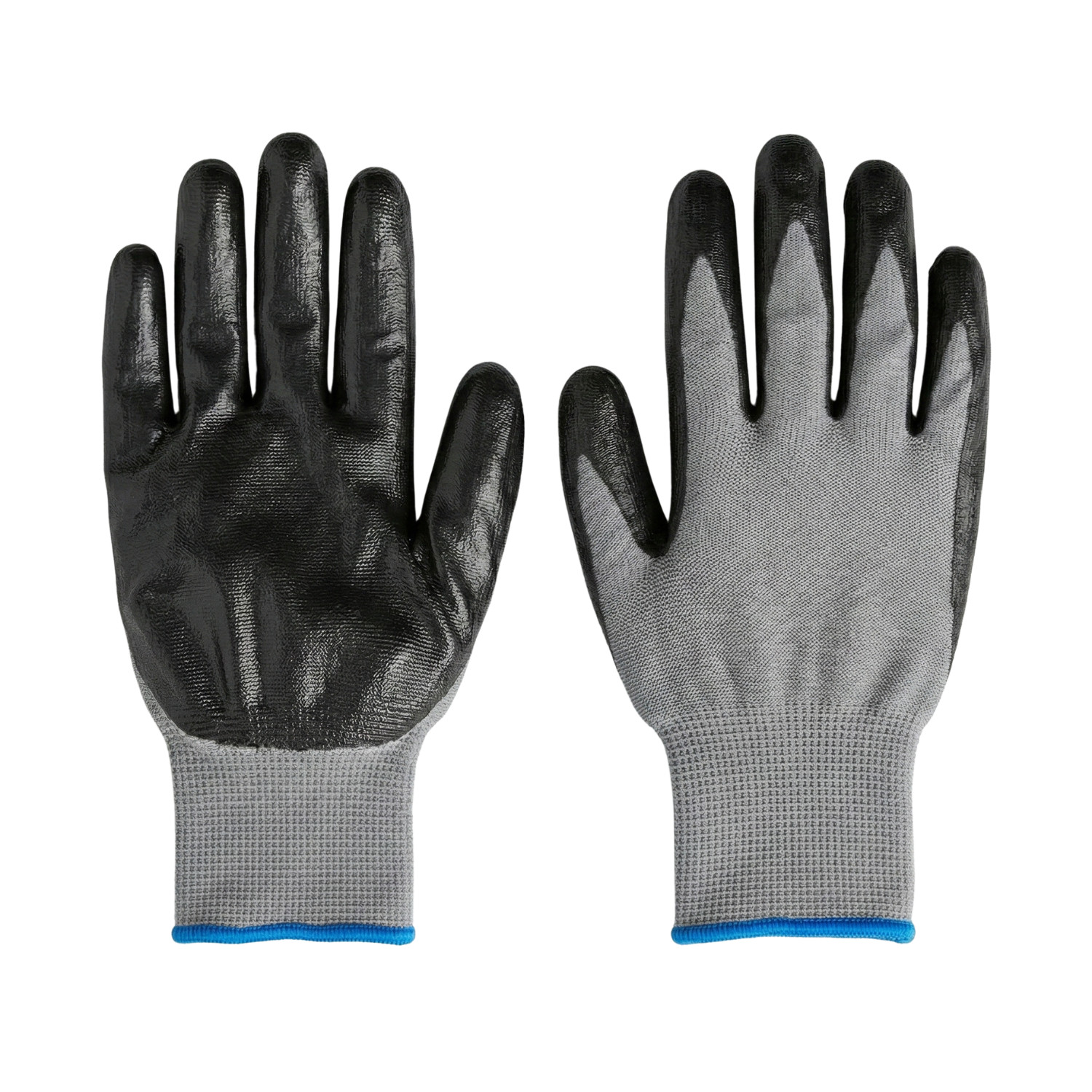 24 Pairs, Grey Dipped Gloves Nitrile, Nylon Industrial Work Gloves, Large
