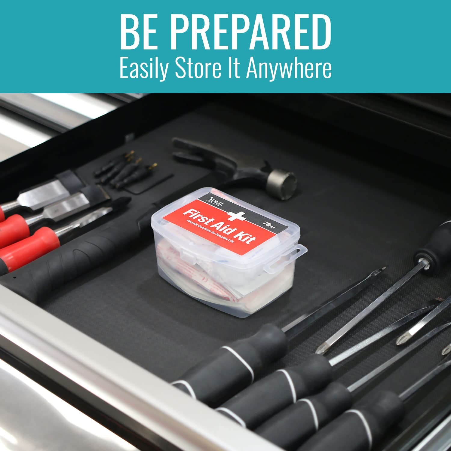 DMI 76-Piece First-Aid Kit, Portable All-Purpose Use for 76 Piece, White