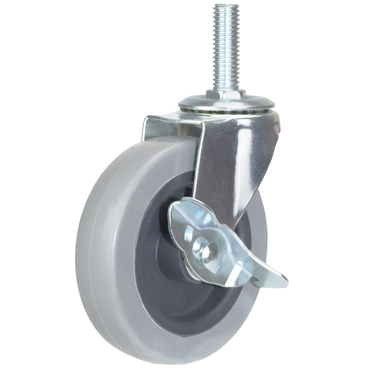 DICASAL 4 Inch American Size Threaded Stem Swivel Caster Wheels 4 Inch, Grey