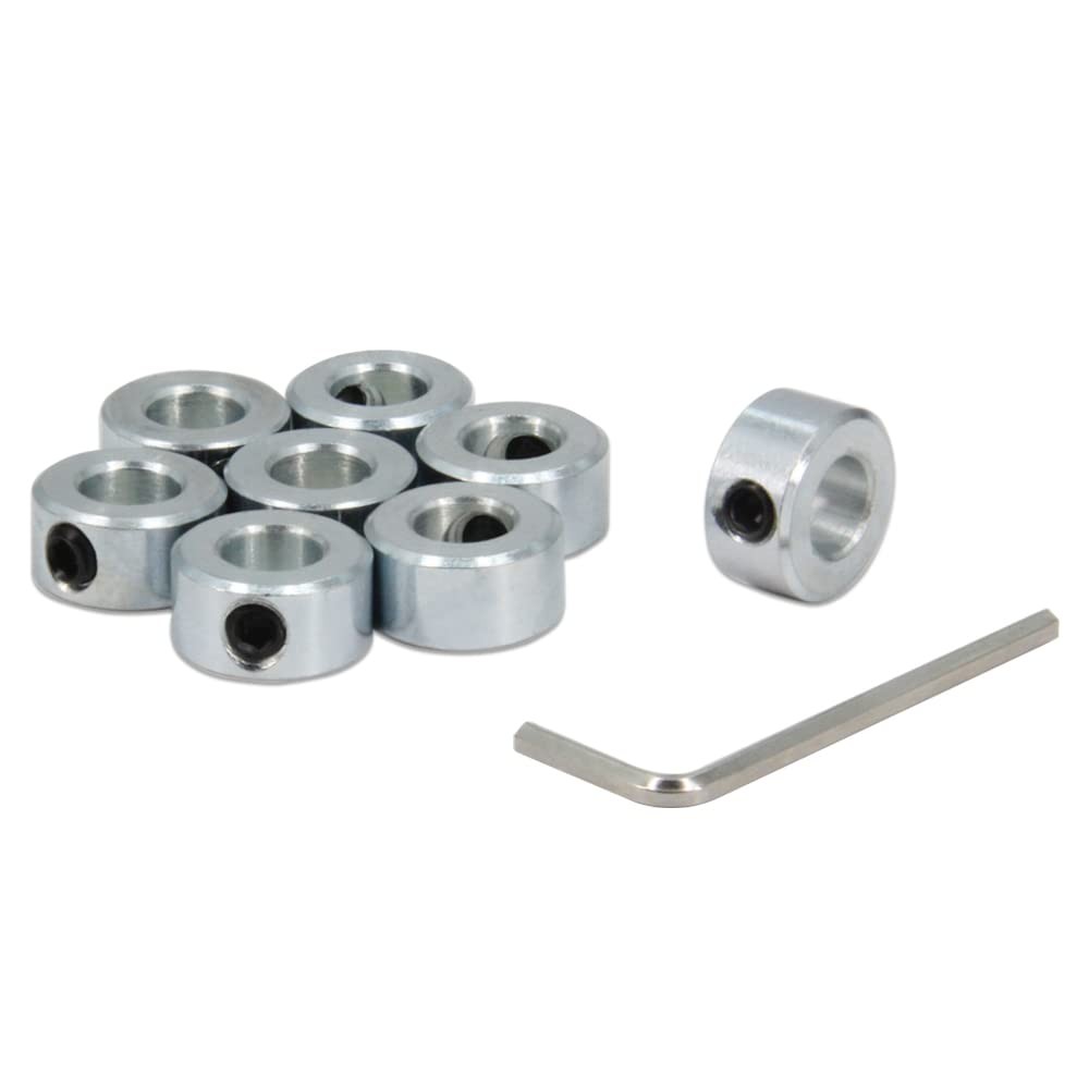 Zeberoxyz 8pcs 3/8inch Bore Shaft Collars SetsScrew Zinc Plated Solid Steel L…