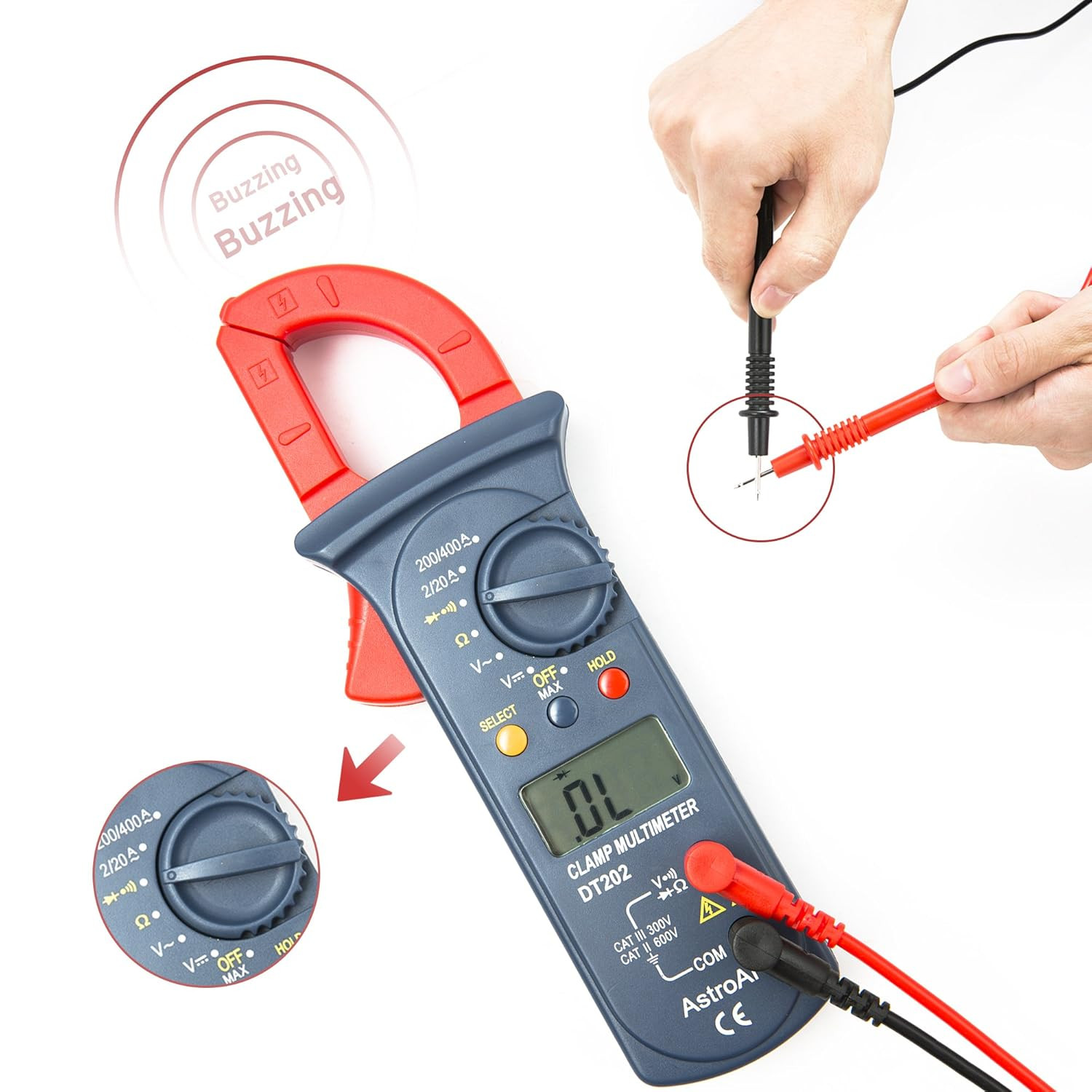 AstroAI 2000 Counts Electric Circuit Testing Clamp Meter Digital Multimeter