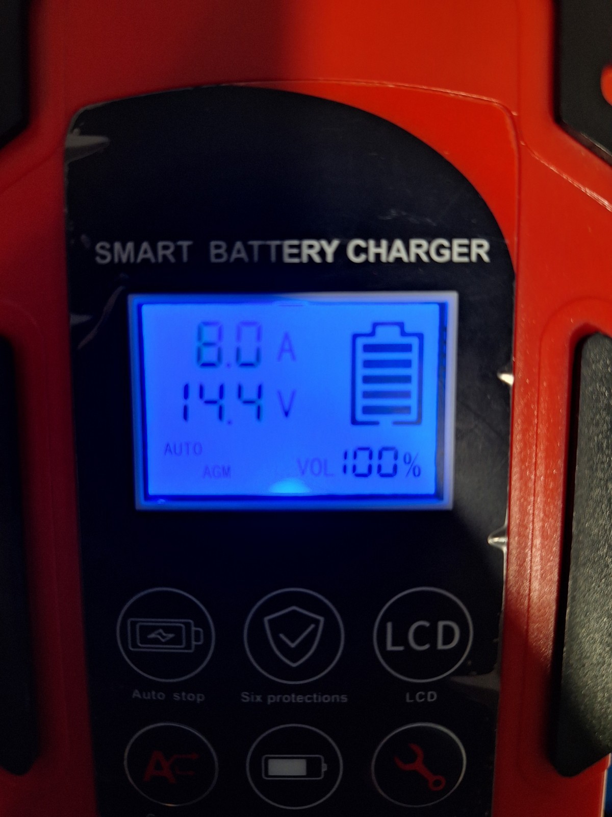 Qolixm 12V Smart Car Battery Charger 4A-8A 24V(4A) 4AH-100AH (AGM+GEL) AC 110V
