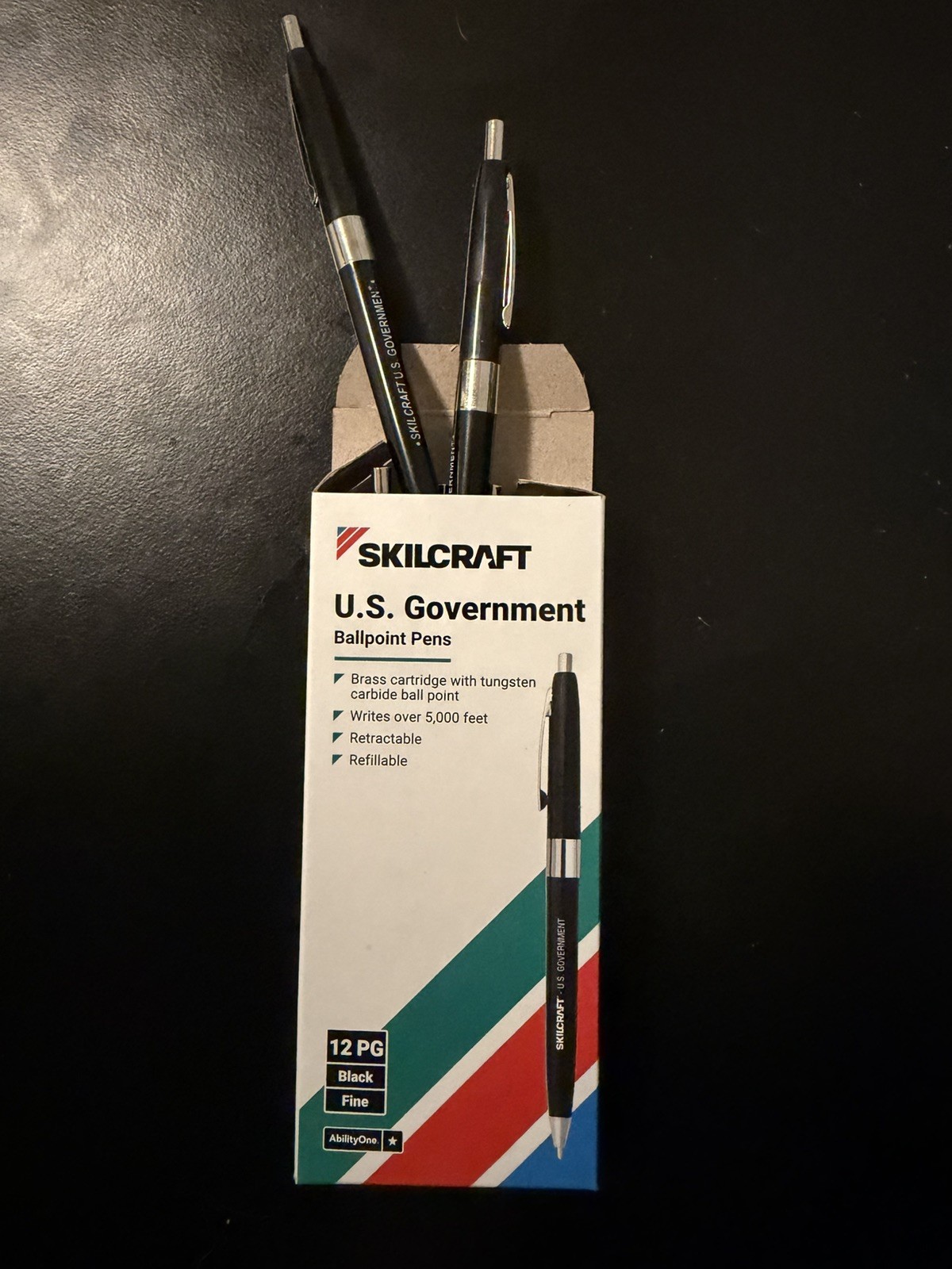 SKILCRAFT U.S. Government Ballpoint Pens Black Fine 12 Pack (2 Packs)