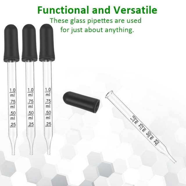 Glass Stirring Rods+Graduated Droppers for Lab,Kitchen,Science Education 4/Pack