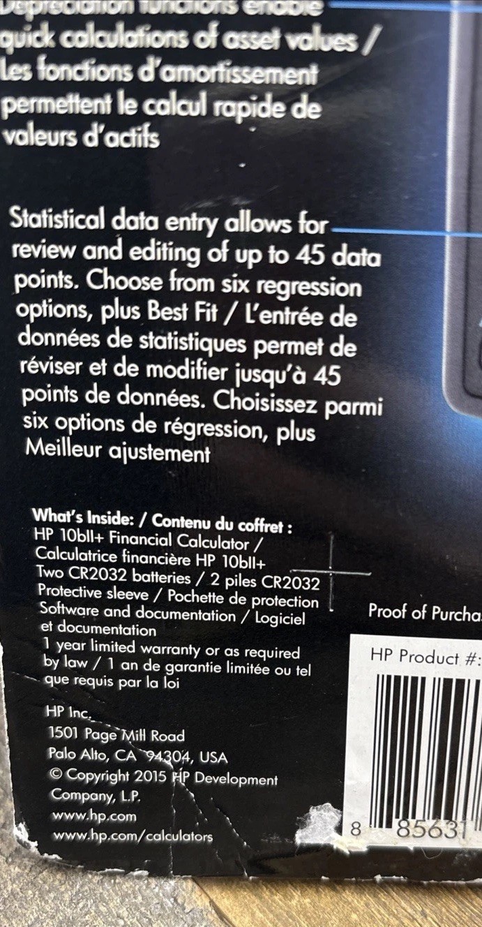 HP Hewlett Packard 10Bll+ Financial Calculator W/ Manual (Easy To Use) 2015*NIP