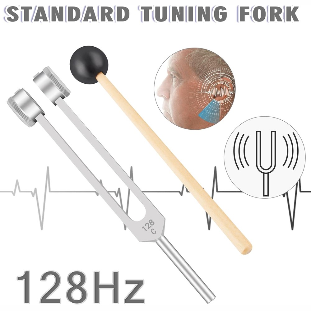 128Hz Healing Tuning Fork With Silicone Hammer Sound Therapy Musical Instrument