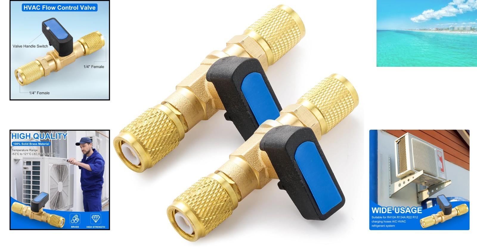 Versatile 1/4 SAE Female Ball Valve for HVAC Refrigerant Charging and Recovery