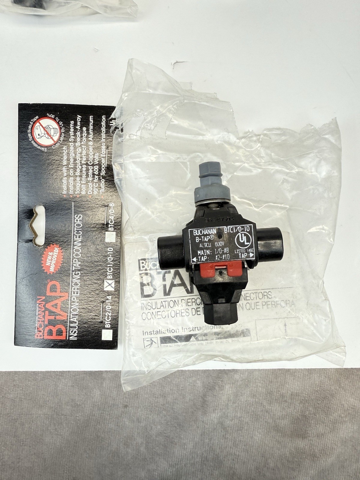 Buchanan BTC1/0-10 BTAP Insulation Piercing Tap Connector 600V AL-CU #1/0-#10