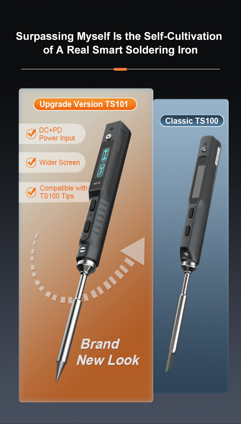 TS101 Soldering Iron Set B2/BC2/I Tips 65W Temperature Adjustable 50-400℃ USB-C