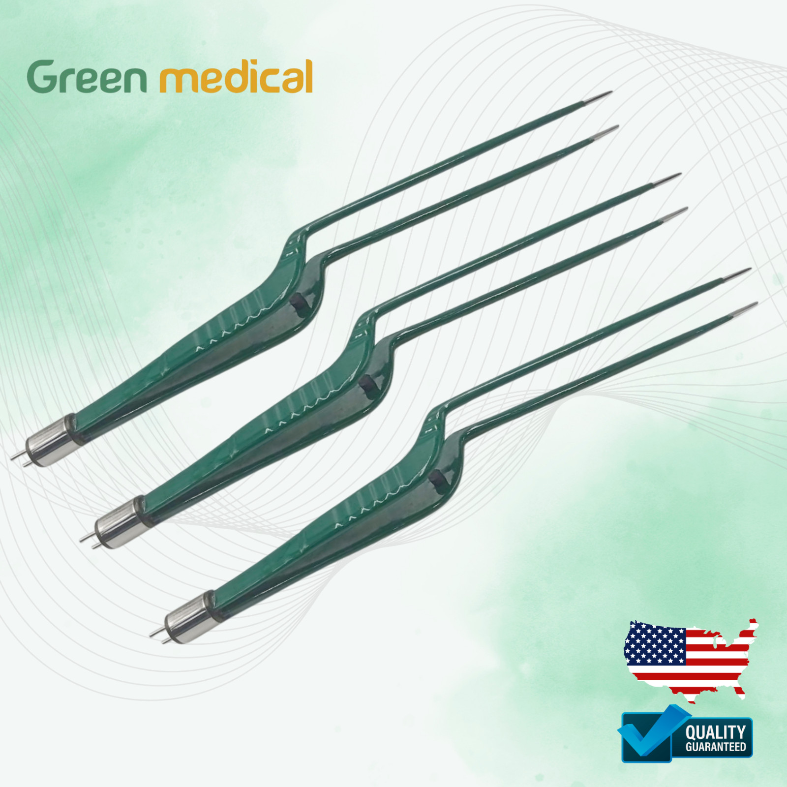 SET OF 3 Non-Stick Bipolar Forceps Us Connector 2 pin, 22cm TIP 0.5mm,1MM,1.5MM