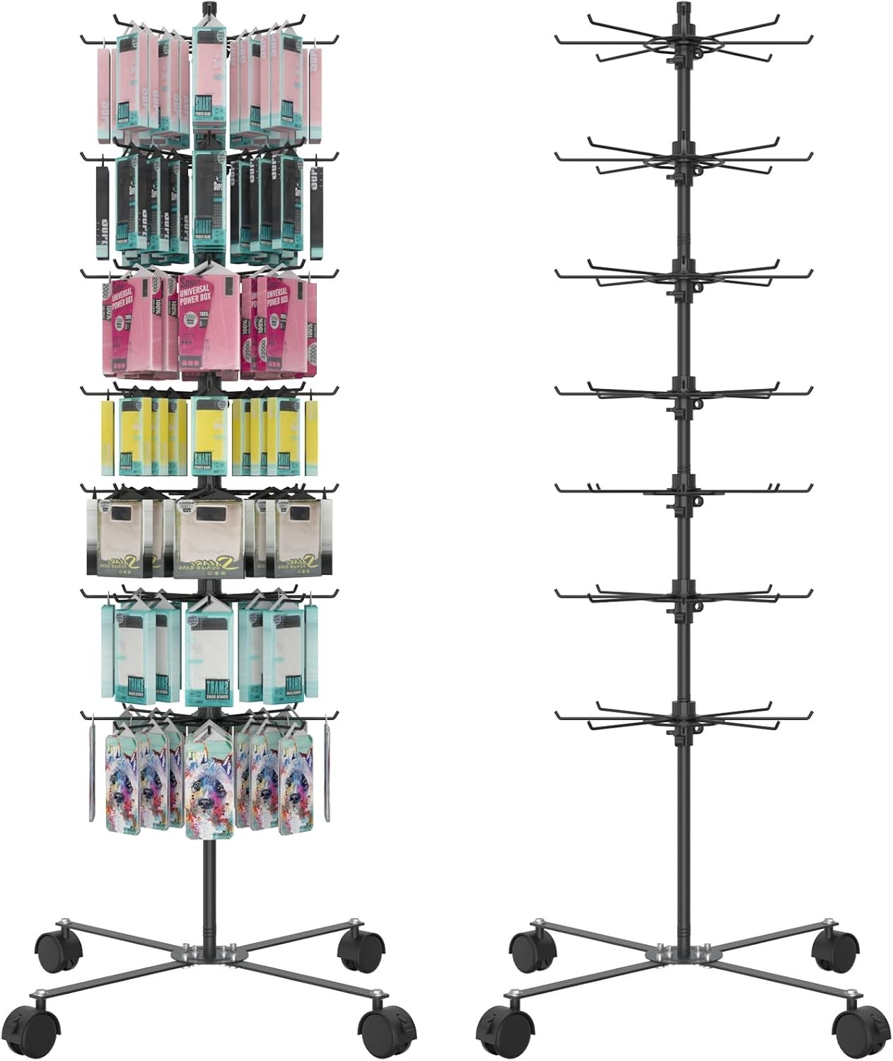 Retail Display Stand 7 Layer Alloy Steel Jewelry Display Vendors 360°Rotating