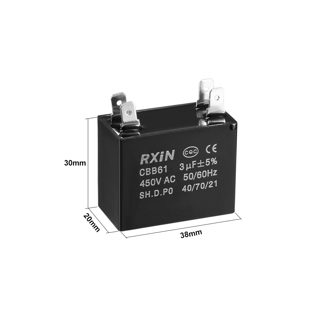 450V AC 3uF Doule Insert Metallized Polypropylene Film Capacitors