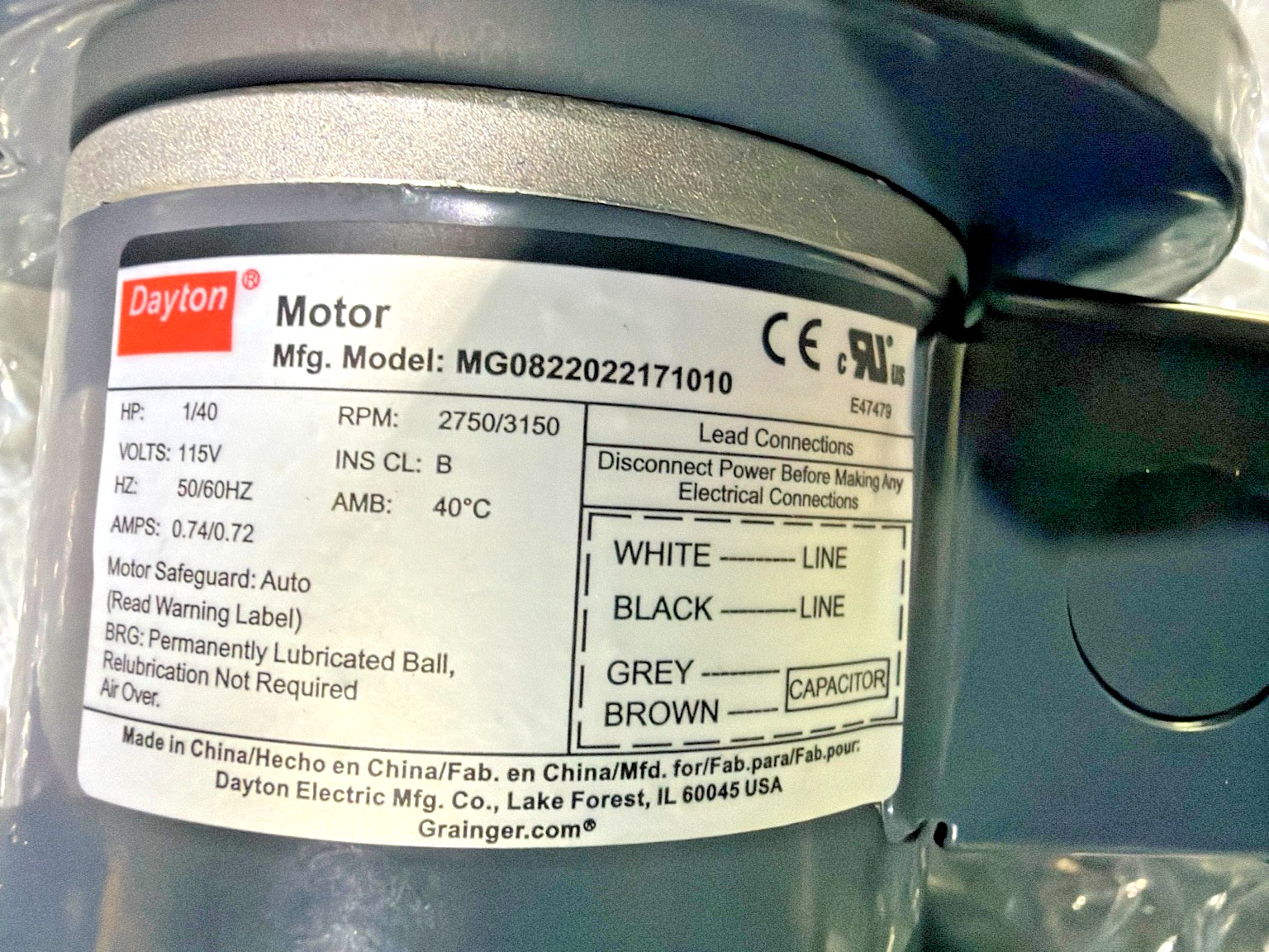 Dayton 1TDP8 Centrifugal Blower Fan 115V 184 CFM 1/40 HP Grainger New NOS