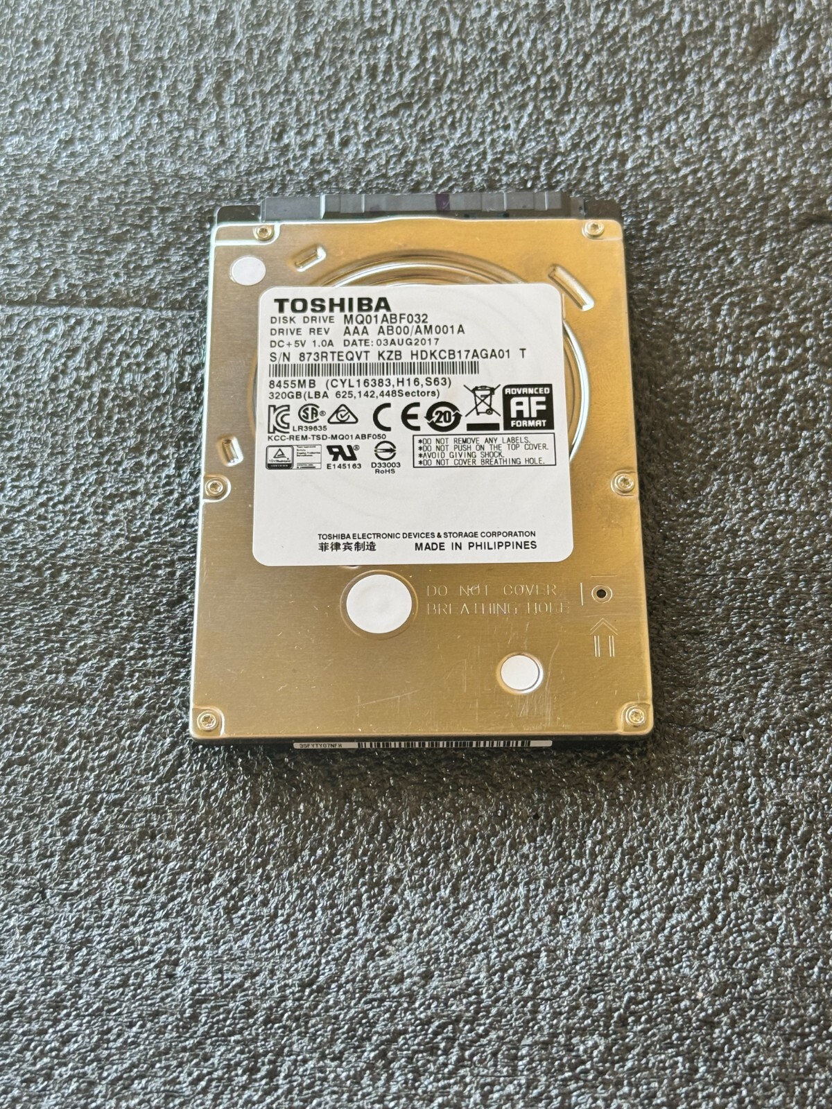 Genuine Ricoh 320GB 2.5 Hard Drive HDD W. Firmware MP C4503 C5503 C6003 D1425765