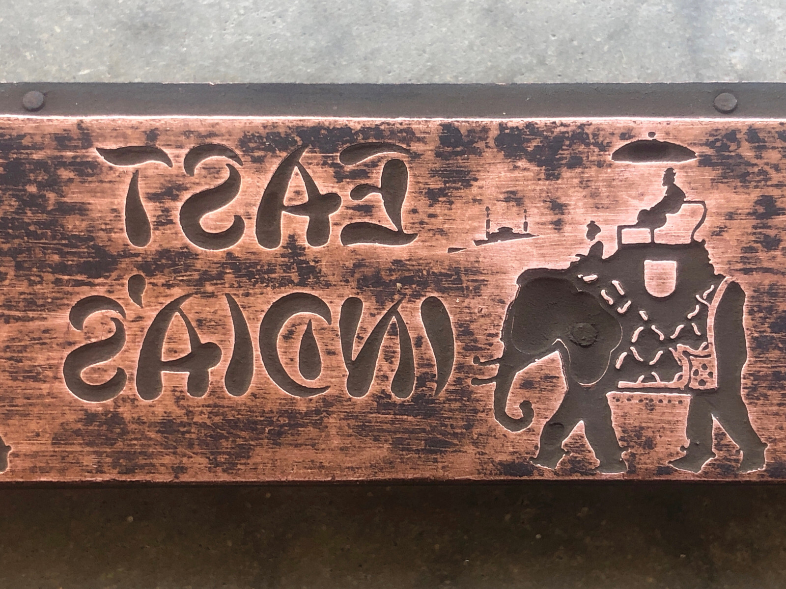 Large Long copper Antique Letterpress PRINTING BLOCK – EAST INDIA’S Ad