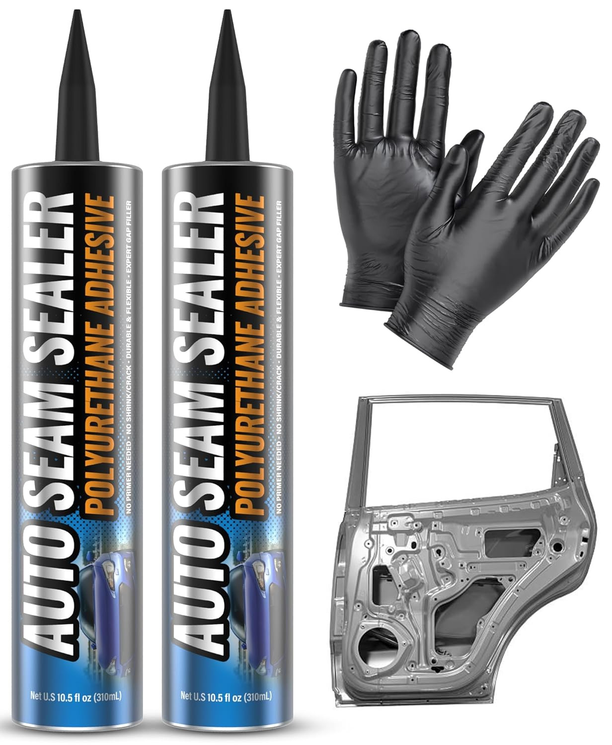 [Black] 2 Pack Professional Automotive Seam Sealer, Paintable Quick-Set Polyuret