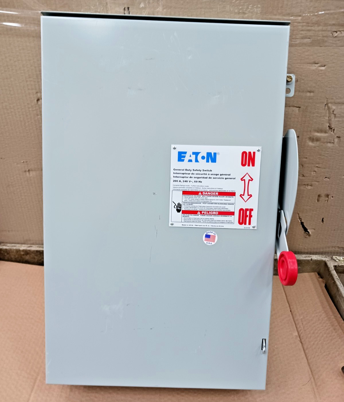 Eaton 200 Amp Non-Fusible Safety Disconnect Switch 3R Outdoor 240 Vac DG324URK