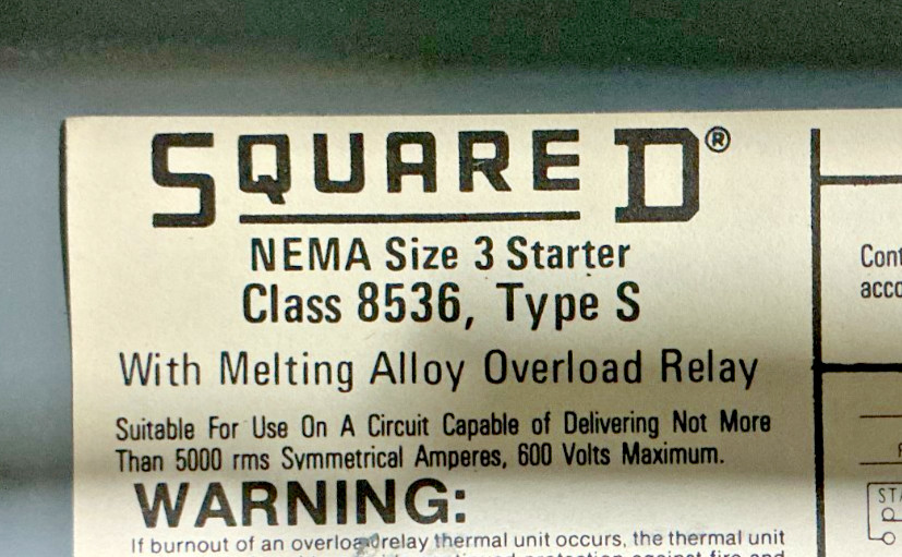 New Square D 8536SEG1V02S Ser A AC Magnetic Starter 110/120V 50/60HZ