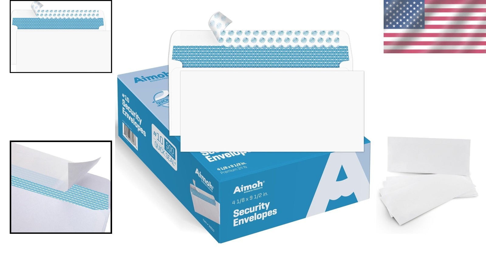 Security Self Seal Envelopes 500 Count White 4.125 x 9.5 Inches Paper Material