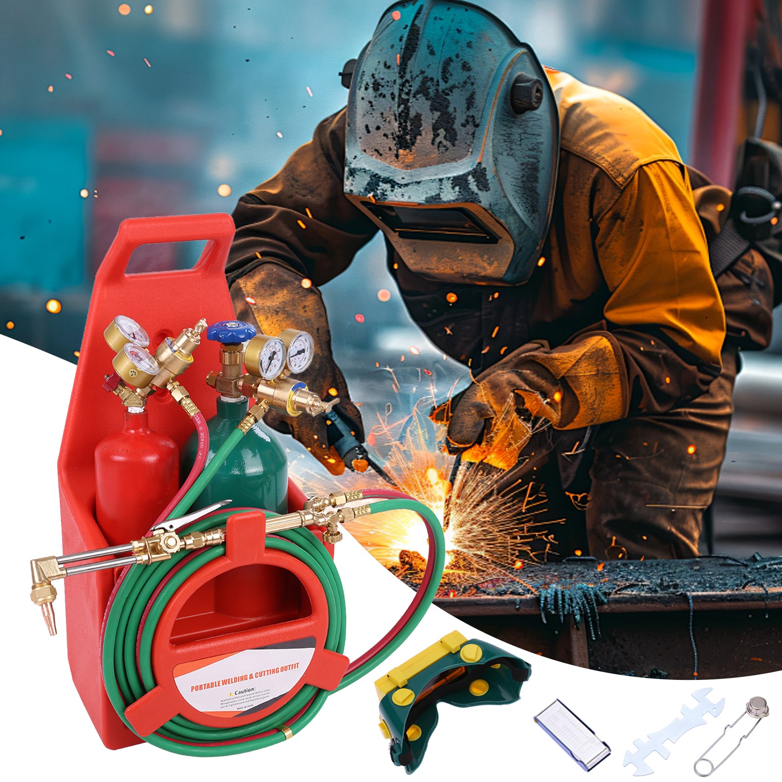 Oxy Acetylene Torch Kit Brass 4L Oxygen Tank Welding Cutting Metal Repair Tool