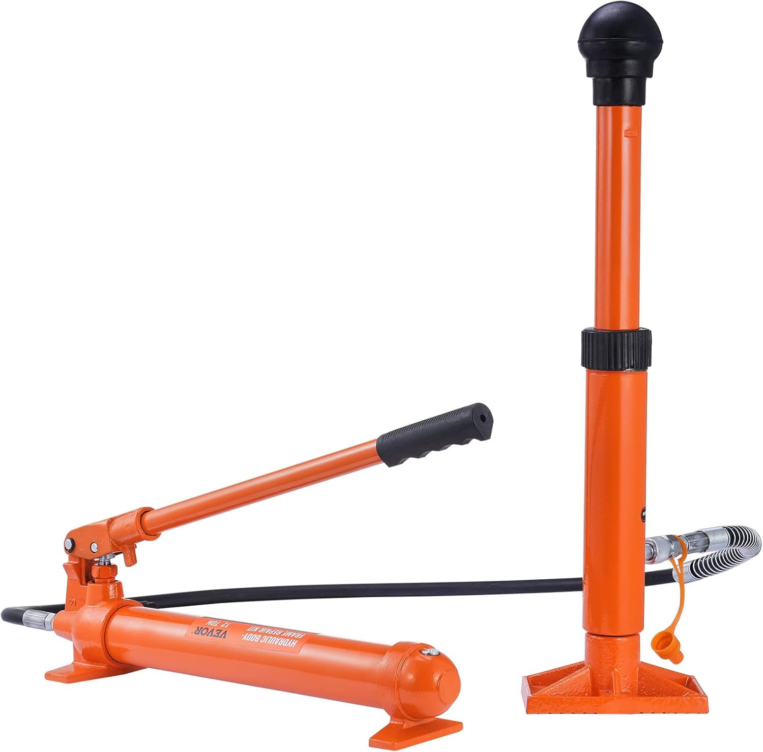 12 Ton Porta Power Kit, Hydraulic Ram with Pump with 4.6 Ft/1.4 M Oil Hose, Port