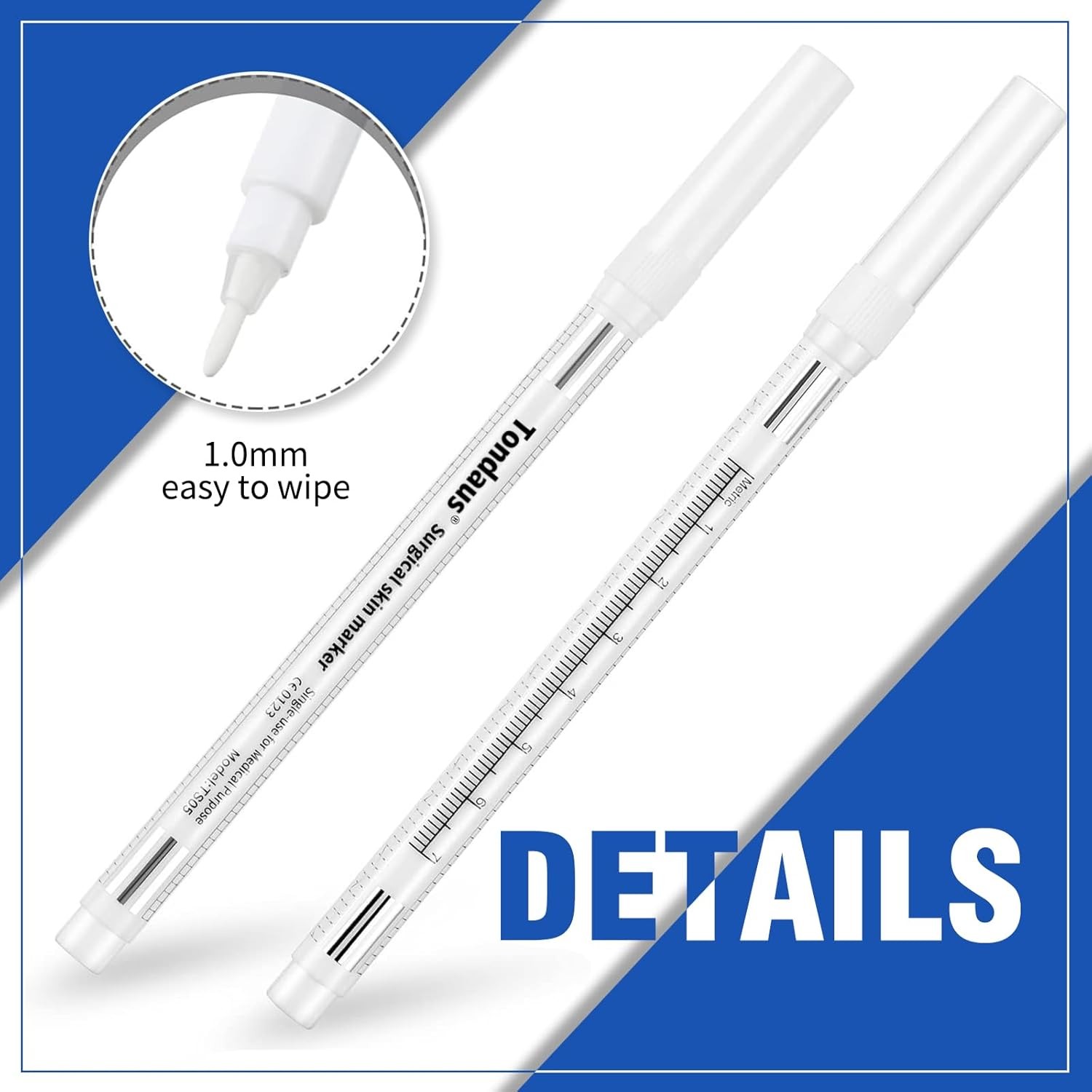 6Pcs Professional Surgical Tip Skin Marker Pen White Stencil Markers Pen with