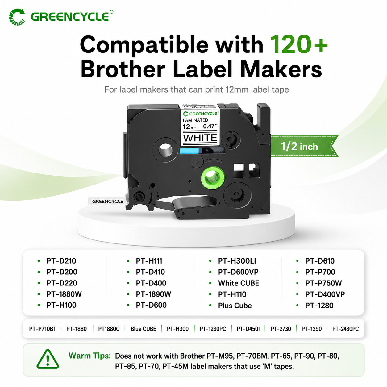 200x TZe-231 12mm 0.47in Black/White Label Tape for Brother PT-2430PC PT-2700