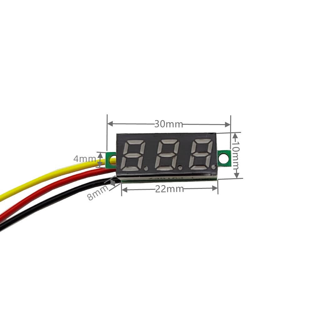 0.28 Inch ThreeLine Voltage Meter Mini LED Digital Voltmeter Gauge Blue, 8 Pack