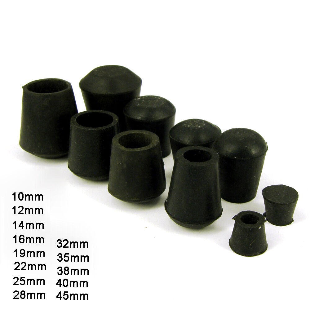 Rubber Chair Leg Caps for 10-45mm Pipes, Black – Non-Slip & Protection