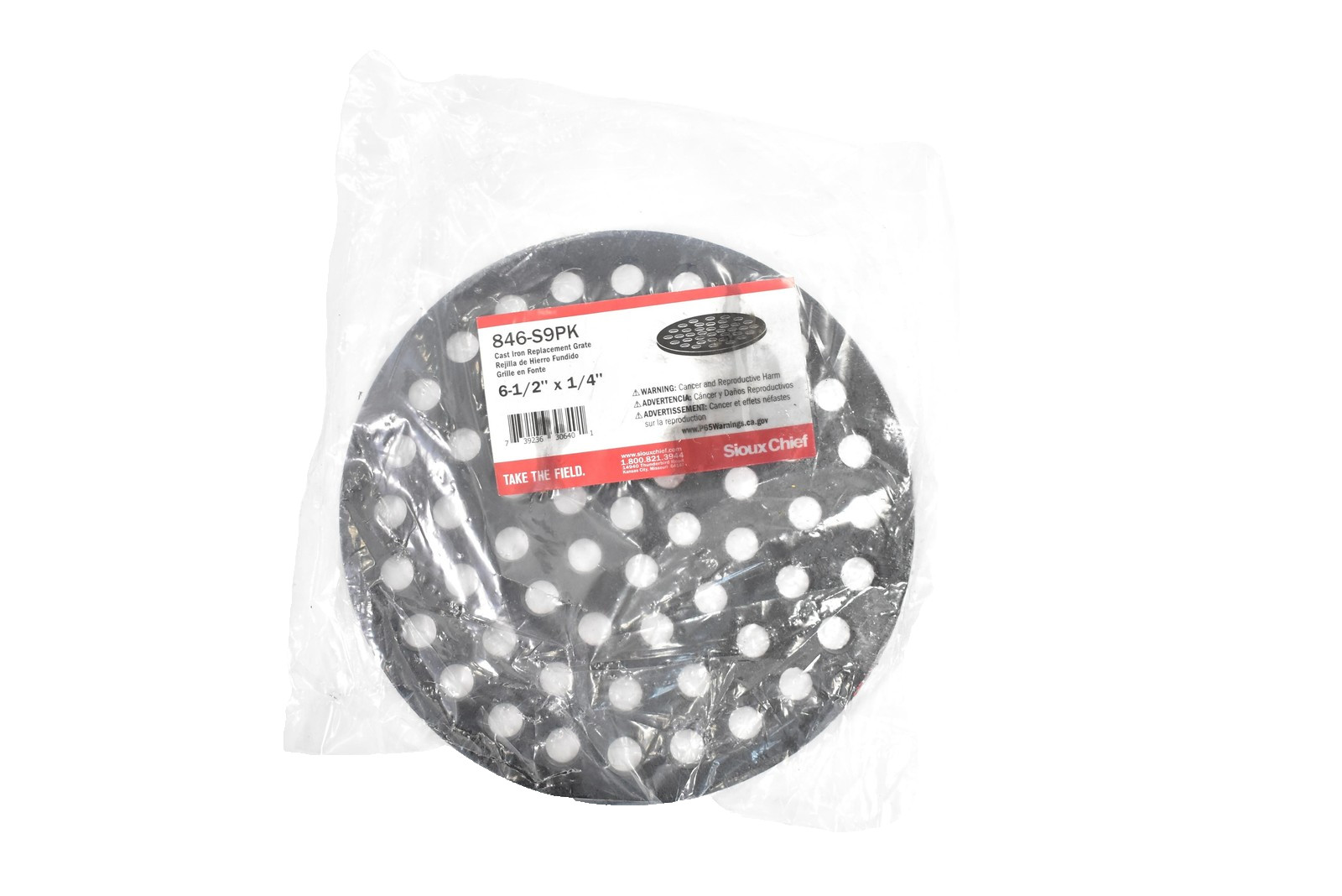 Sioux Chief 846-S9PK Cast Iron 6-1/2 x 1/4 Inch Drain Grate Replacement Cover