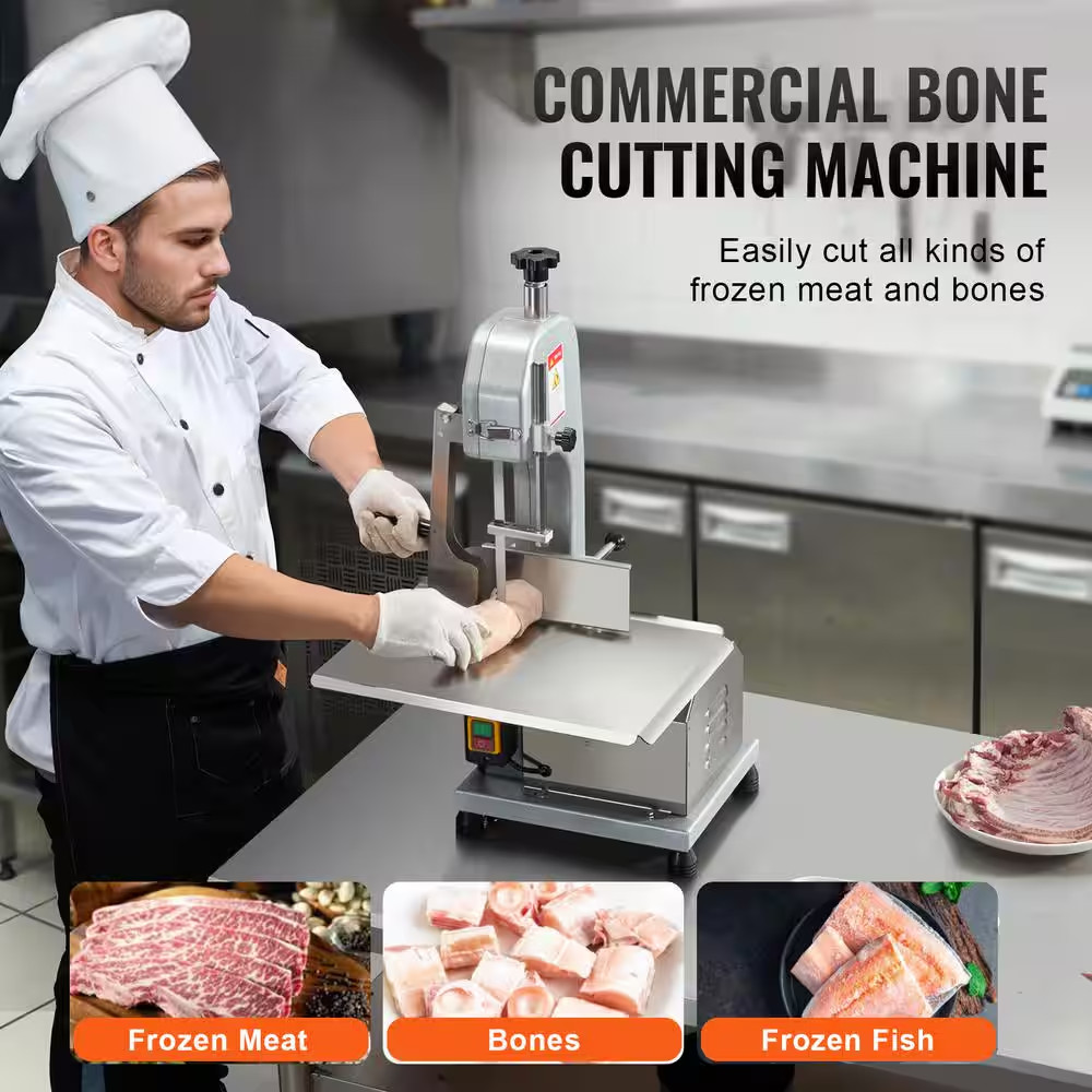650 W Electric Meat Bandsaw, 12.4 In. X 18.1 In. Stainless Steel Bone Saw for Fr